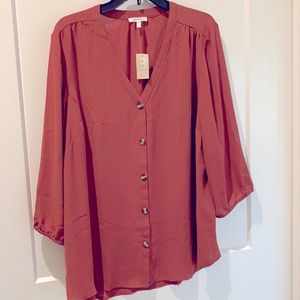 Rust colored plus size sheer blouse